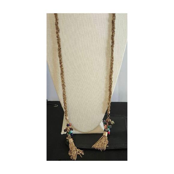 Etruscan Revival Tassel Lariat Necklace with Beads, 1960s, RARE - Picture 3 of 10